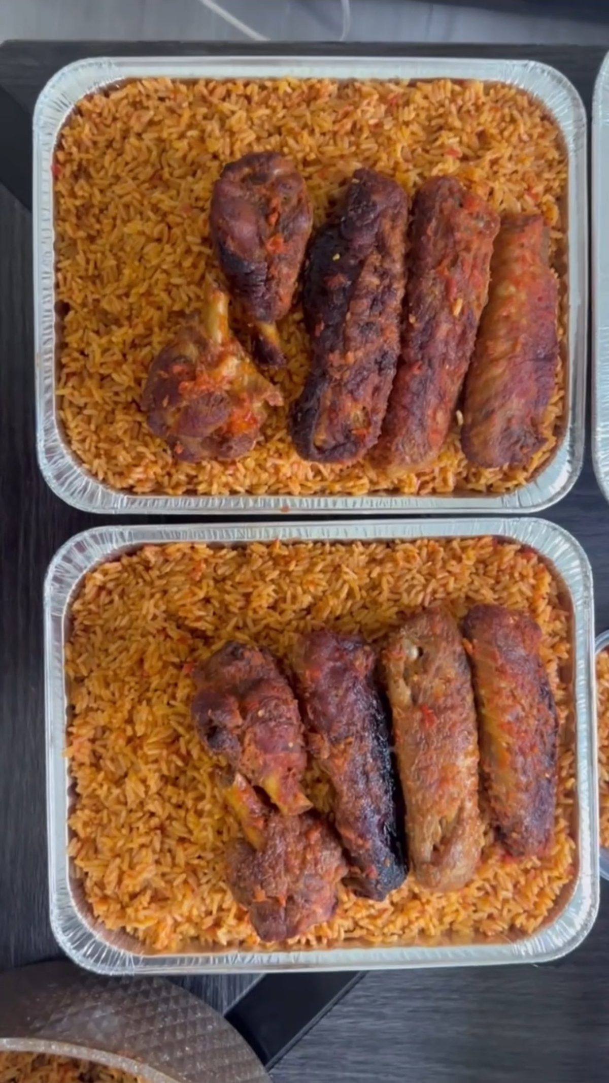 Medium Tray: Jollof or Fried Rice with 5 Proteins