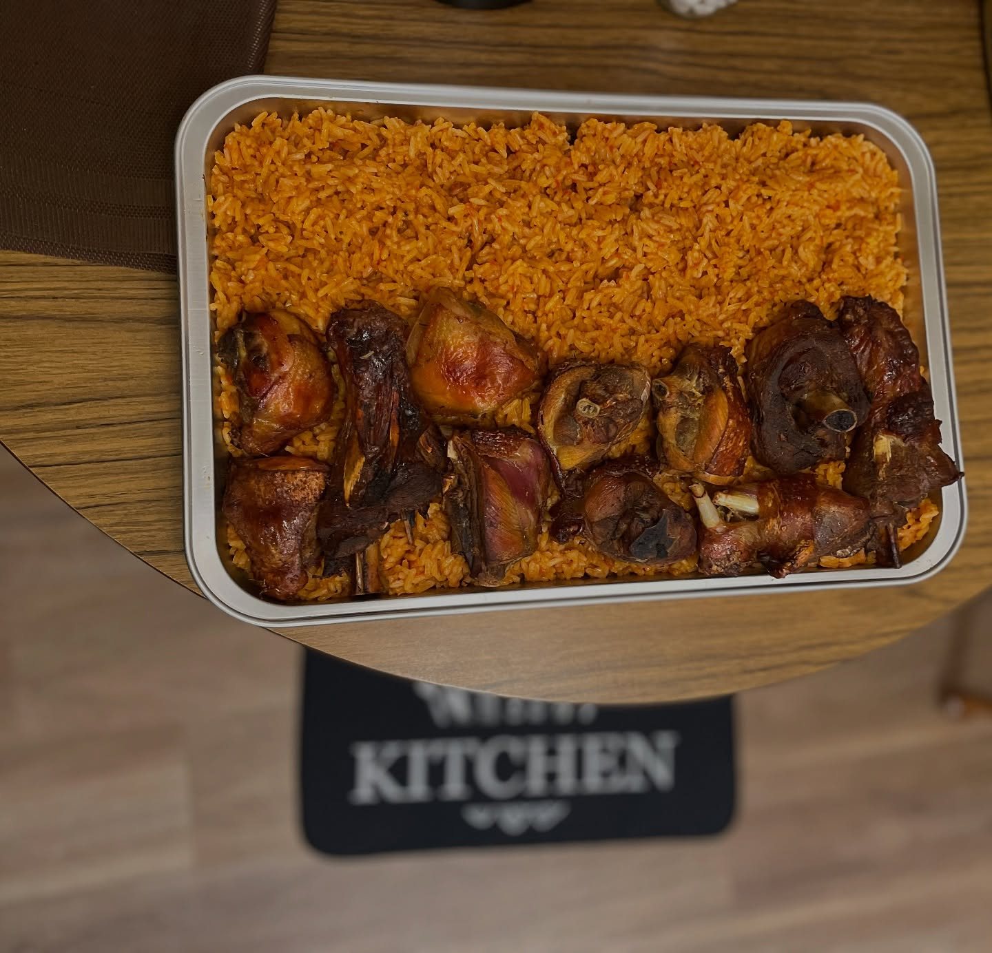 Smoky Jollof Rice with 10 pcs of Grilled Chicken or Turkey, Medium Tray