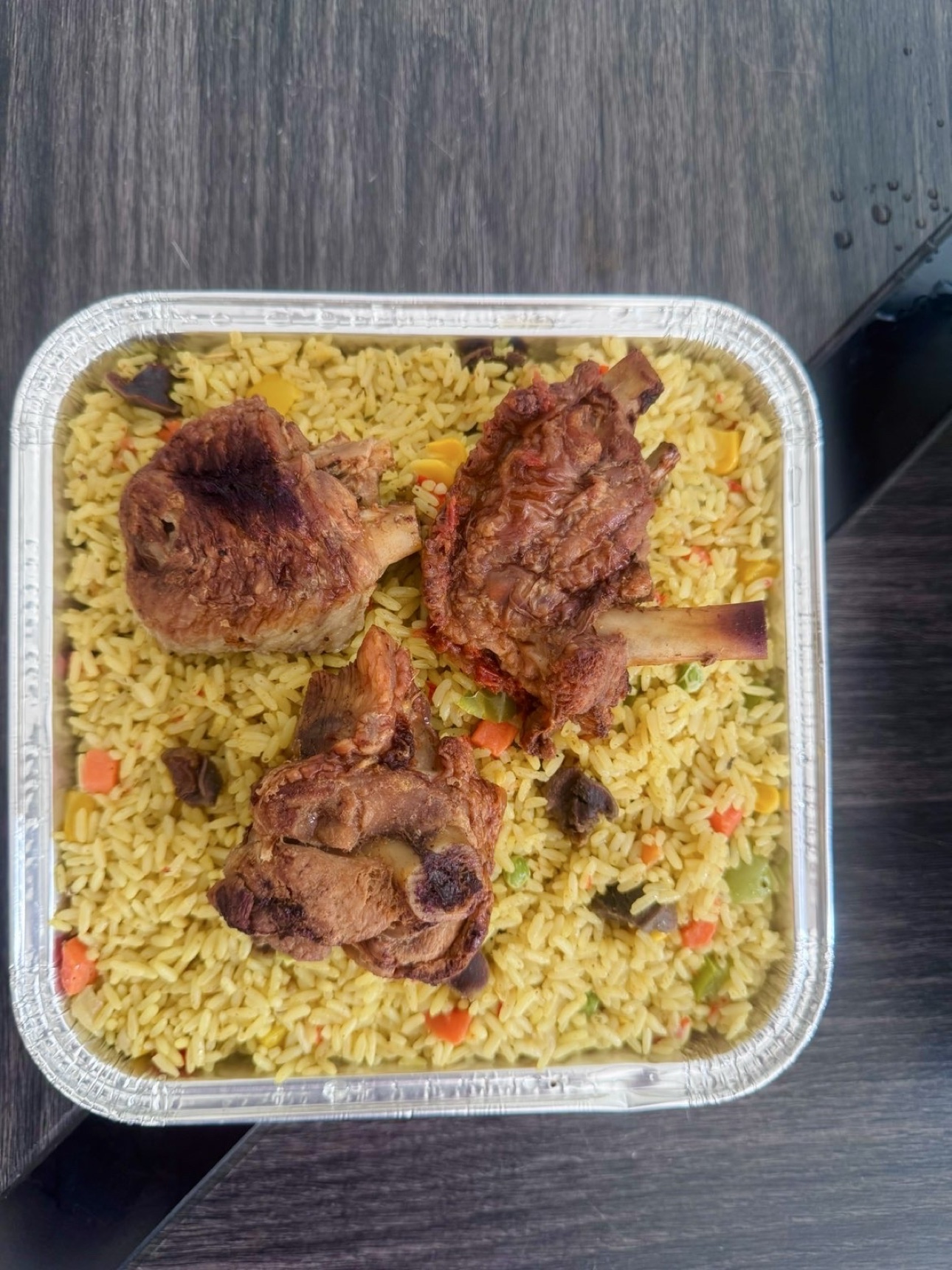 Small Tray: Jollof or Fried Rice with 3 pcs Chicken or Turkey, photo 2