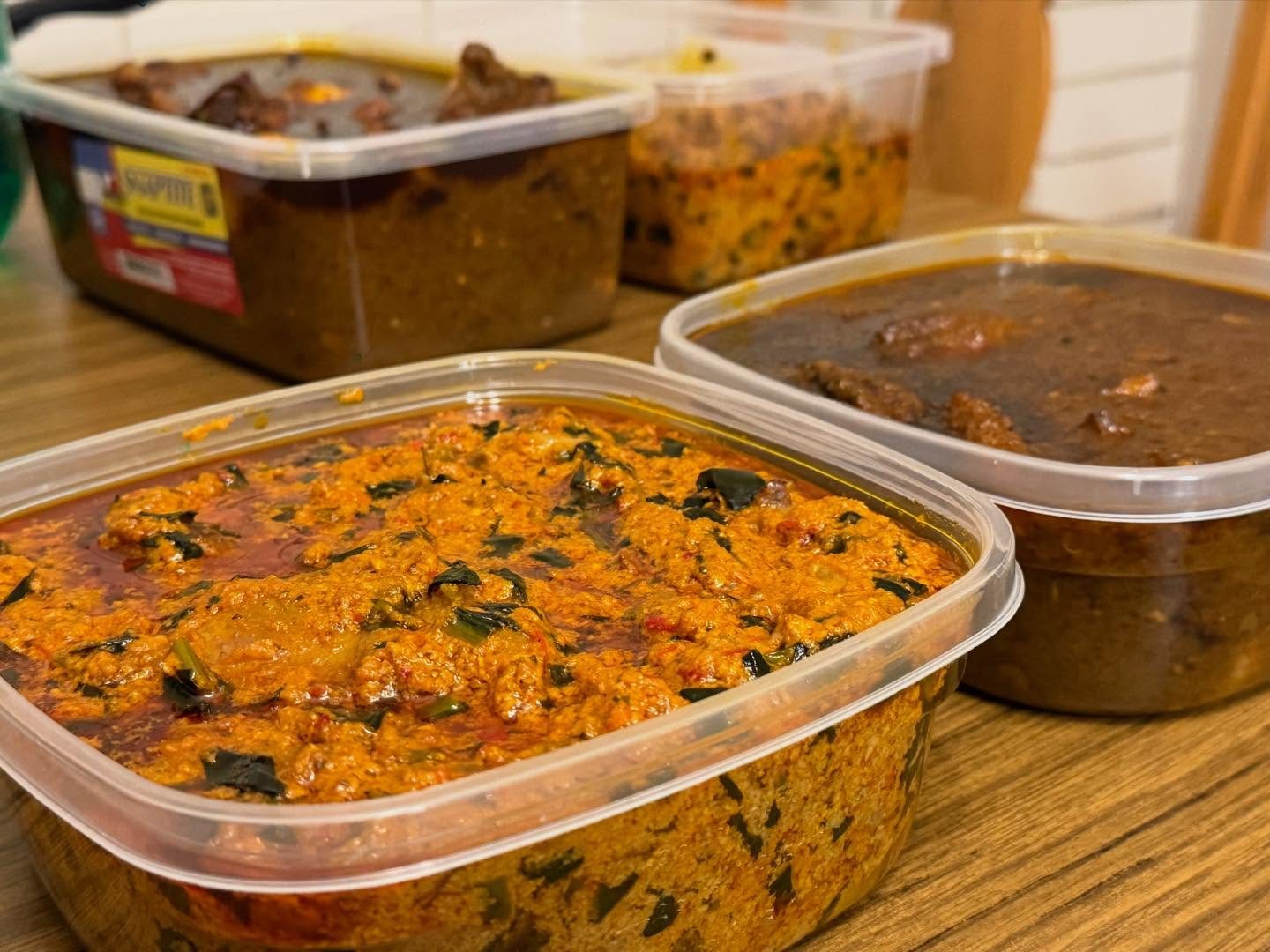 Egusi soup bowl with goat meat and assorted meats