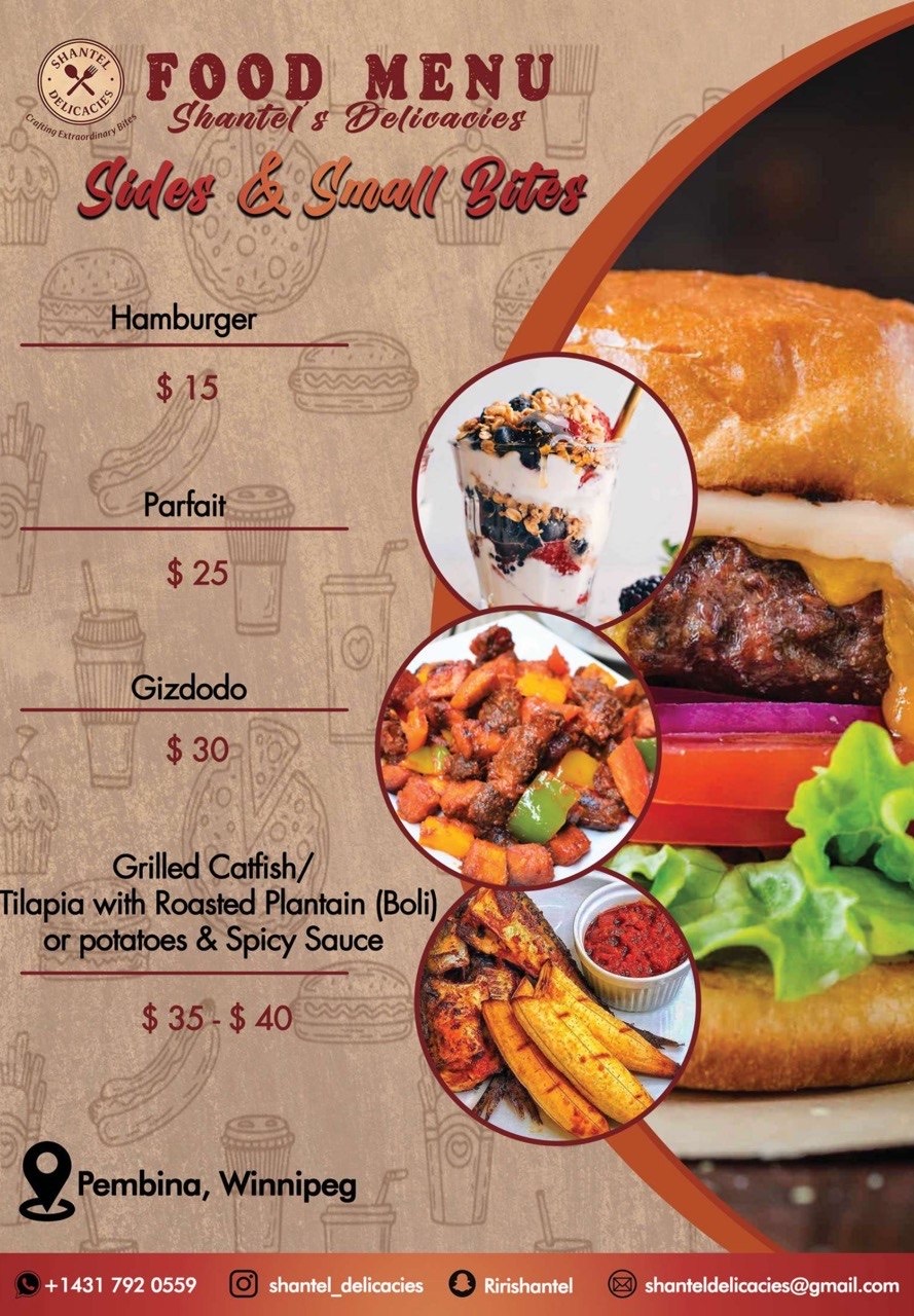 Shantel's Delicacies sides and small bites menu